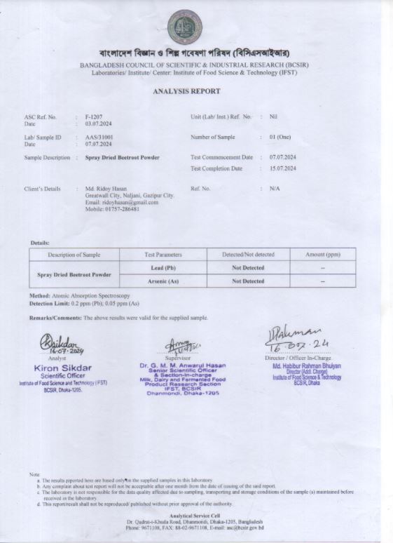 Bcsir lab test report-beetoot page 2